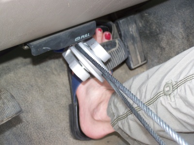 Come-A-Long pulling a brake pedal off a trapped foot picture